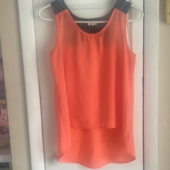 EM Asymmetrical Orange Tank Top with Flowy Design - Picture 1 of 9
